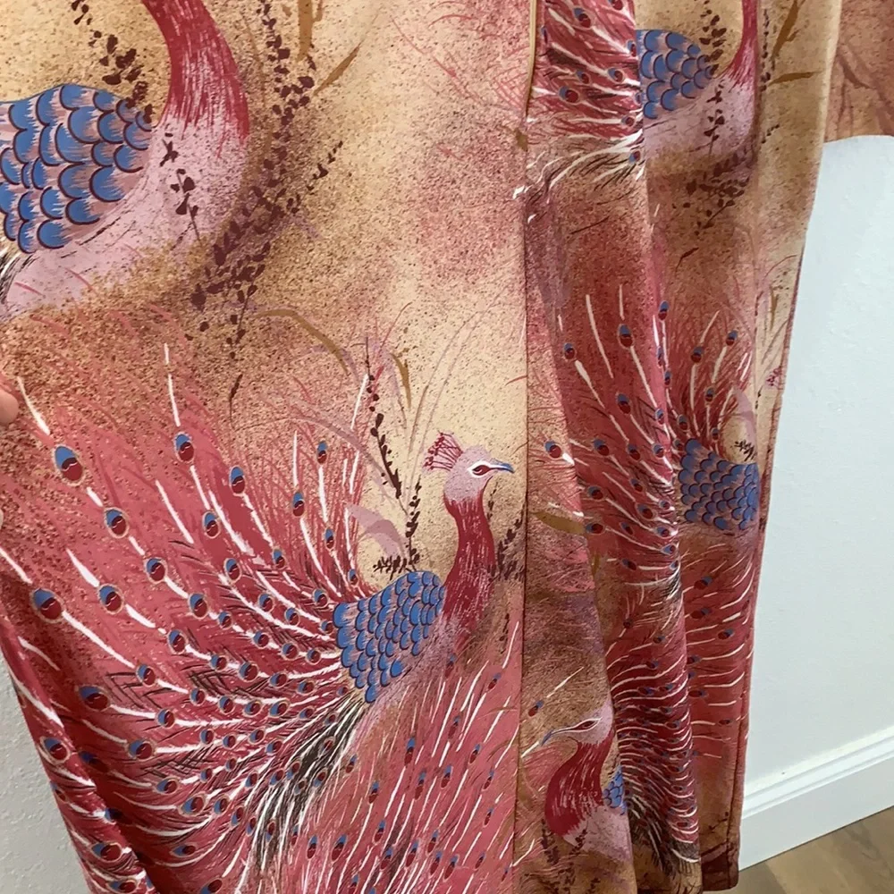 Vintage house coat Robe peacocks - Picture 8 of 12